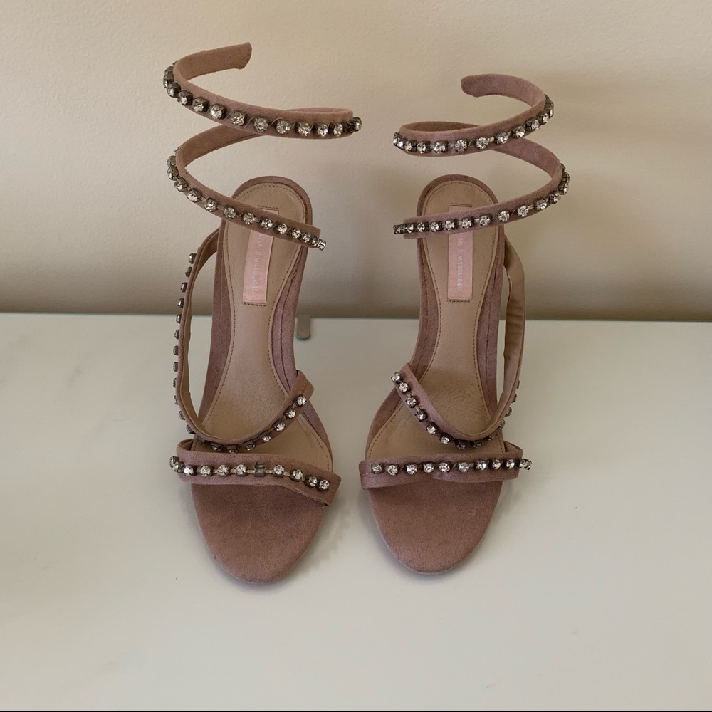 CARLI BYBEL X MISSGUIDED PINK SUEDE HEELS SIZE 9